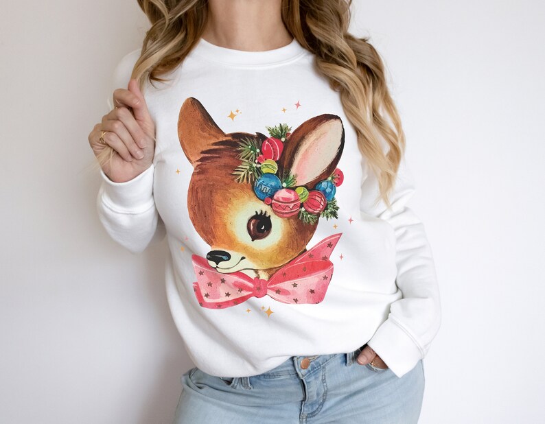 Retro Reindeer Pink Christmas Sweatshirt