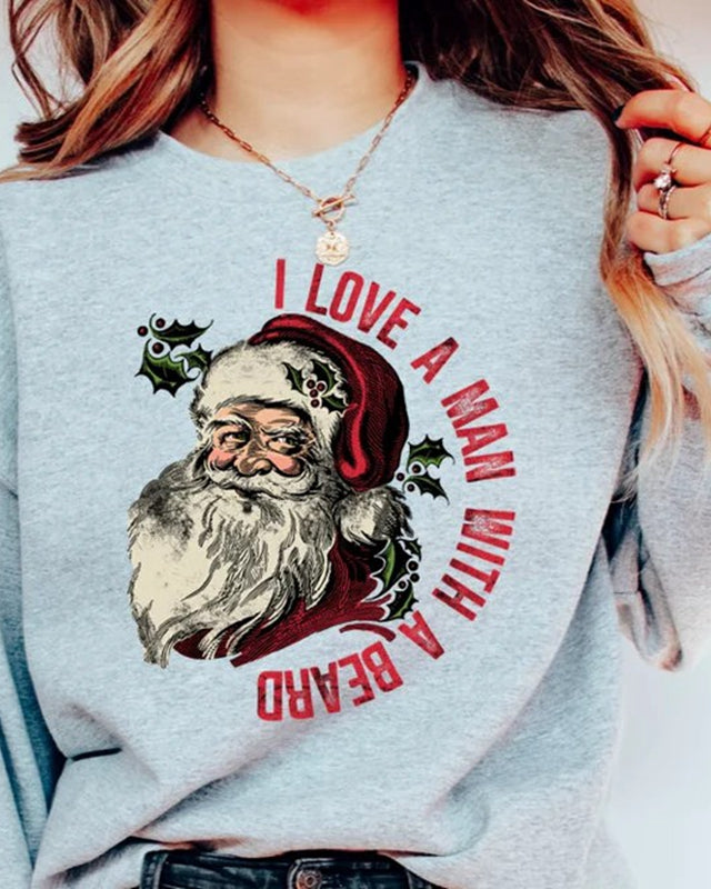 Funny Santa Beard Sweatshirt Christmas shirt for women