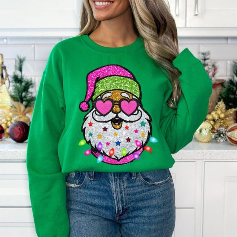 Santa with Sunglasses Trendy Sweatshirt