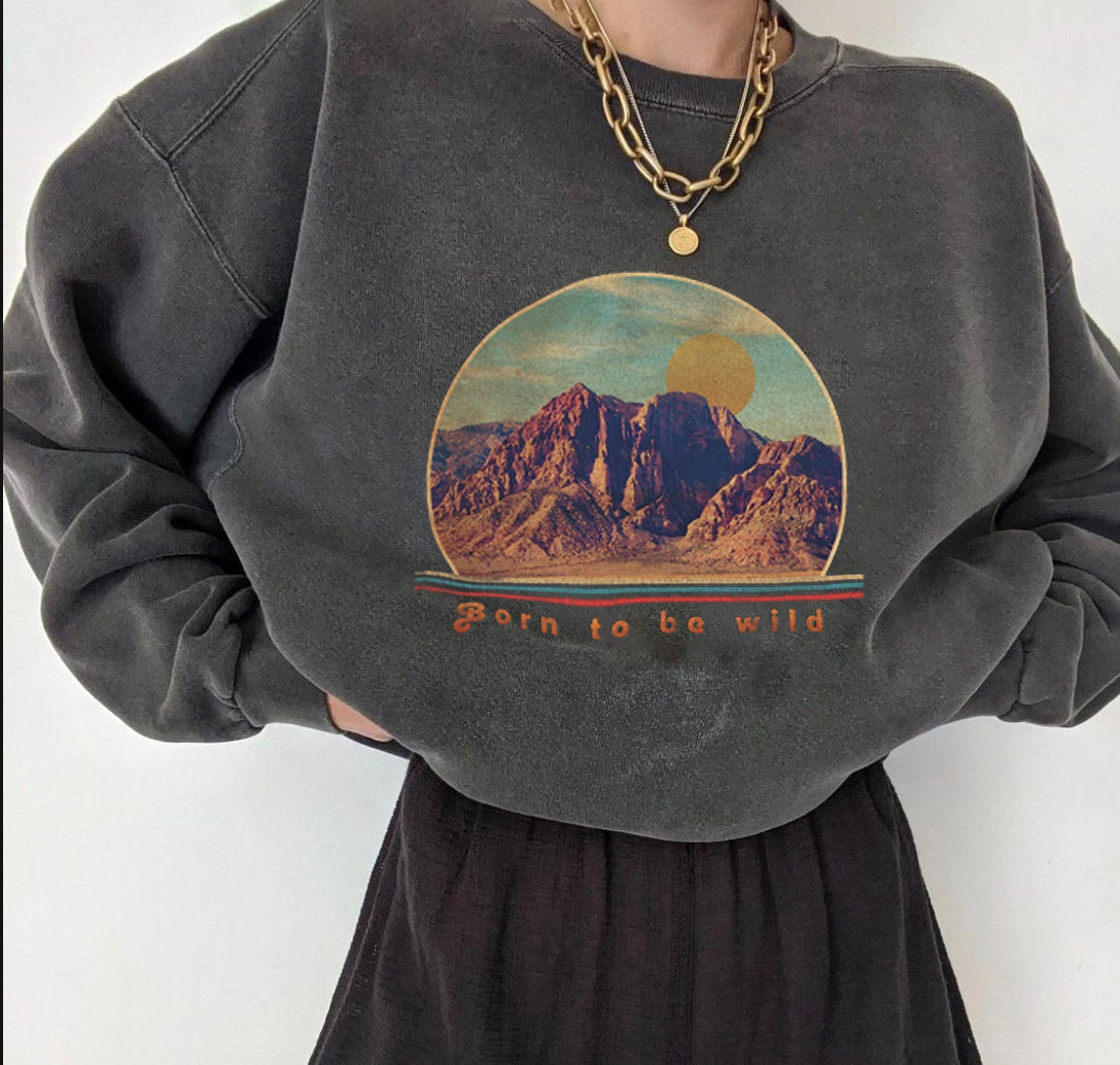 Canyon Letter Print All-match Casual Loose Sweatshirt