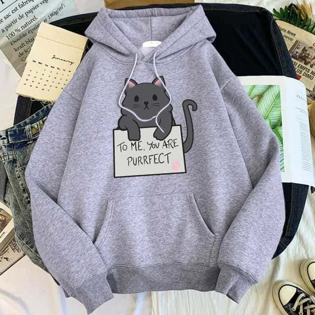 You Are Purrfect Cartoon Cute Cat Hoodie