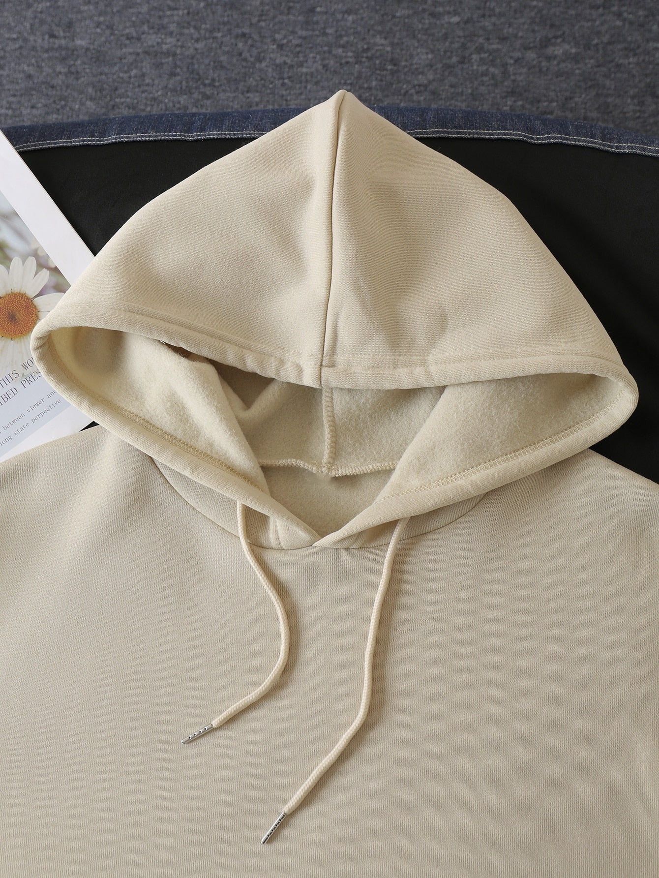 Floral And Letter Graphic Drawstring Hoodie