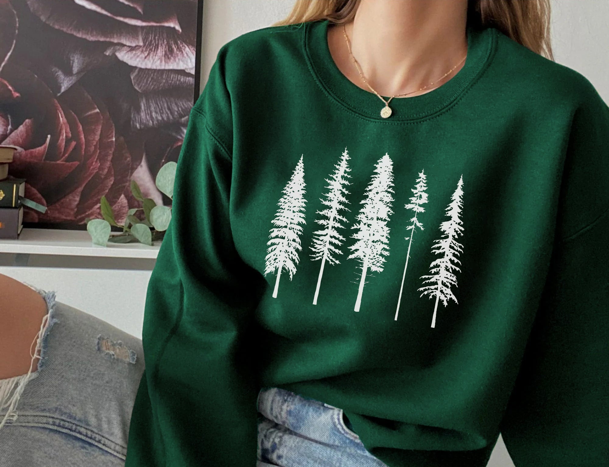 Pine Tree Print Sweatshirt