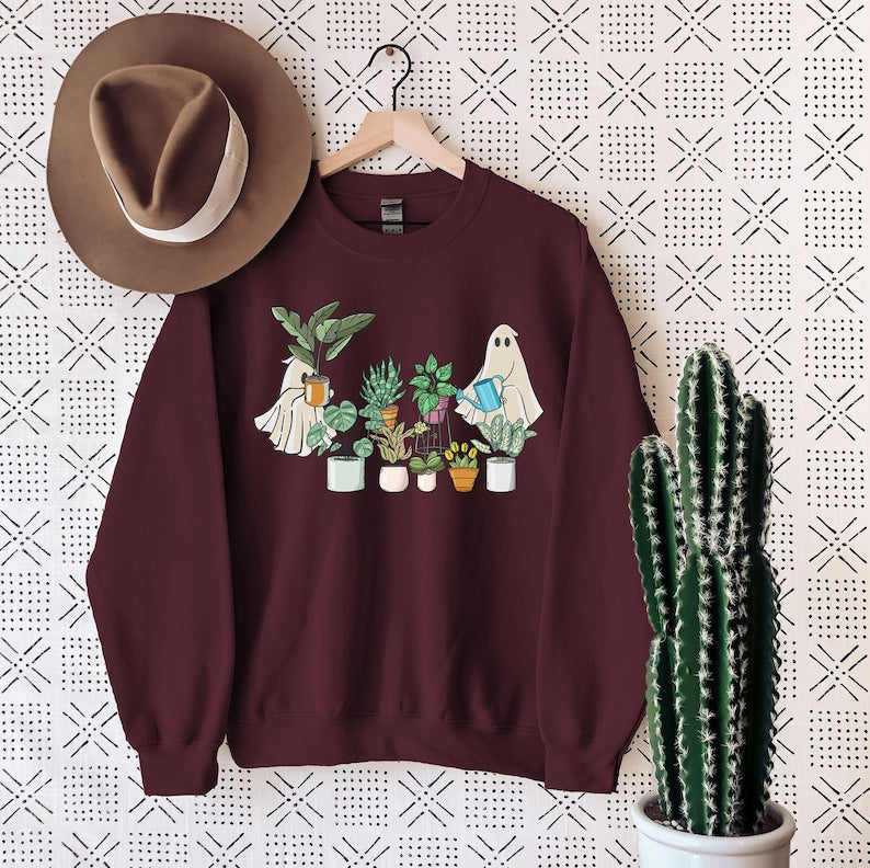 Halloween Ghost Plant Lady Sweatshirt