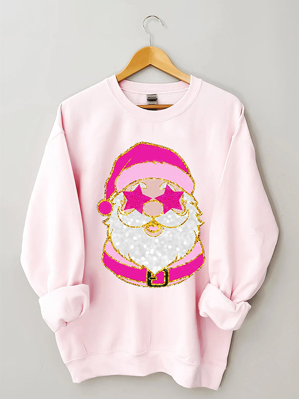 Santa with Pink Sunglasses Trendy Sweatshirt