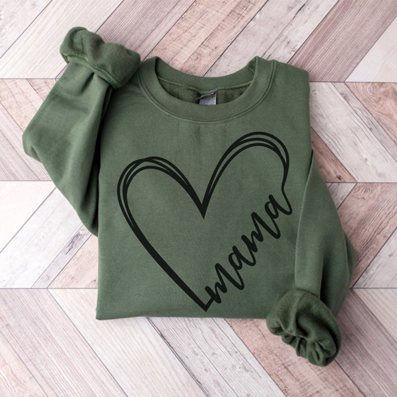 Mother's Day Mama Heart Print Sweatshirt