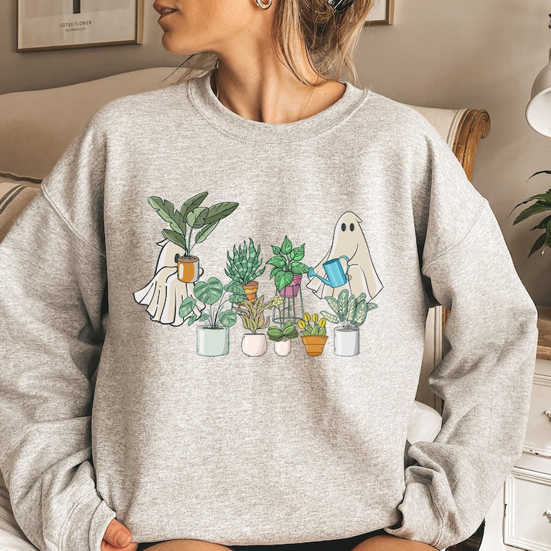 Halloween Ghost Plant Lady Sweatshirt